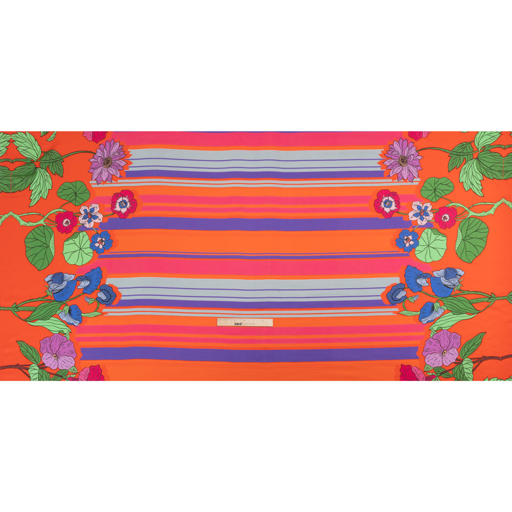 Mood Exclusive Red Lines and Lilies Rayon Challis Drape