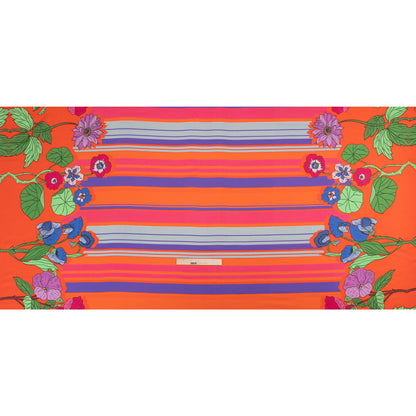 Mood Exclusive Red Lines and Lilies Rayon Challis Drape