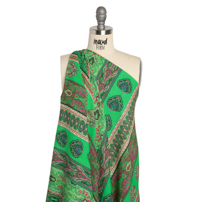 Viscose Crepe Panel - Green and Pink Decorative Stripes - Mood Exclusive Desert Dance Detail