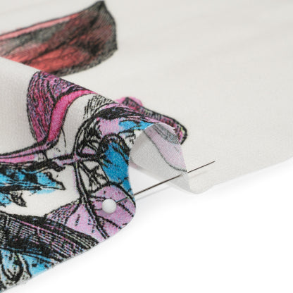Viscose Crepe Print - Pink, Blue and Green Floral - Mood Exclusive Painted Petals Folded