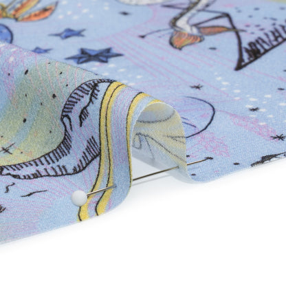 Viscose Crepe Print - Blue and Yellow Celestial Creatures - Mood Exclusive Mythical Me Folded