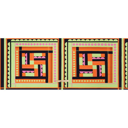 Slubbed Viscose Woven Panel - Orange, Lime Green and Pink Abstract Geometric - Mood Exclusive Abstract Thoughts Full