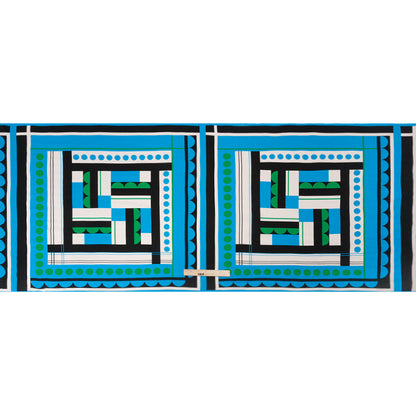 Slubbed Viscose Woven Panel - Blue, Green and Black Abstract Geometric - Mood Exclusive Abstract Thoughts Full