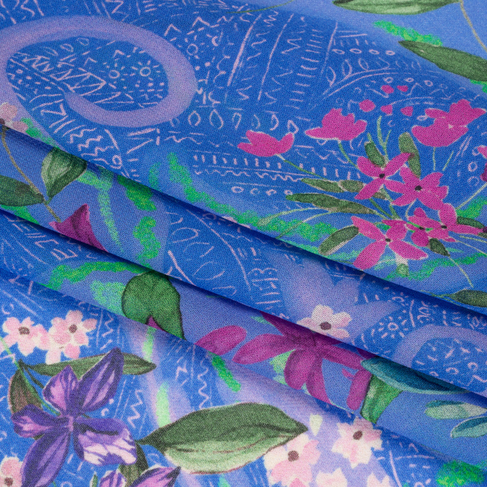 Mood Exclusive Blue Swooping Grounds Viscose Georgette Folded