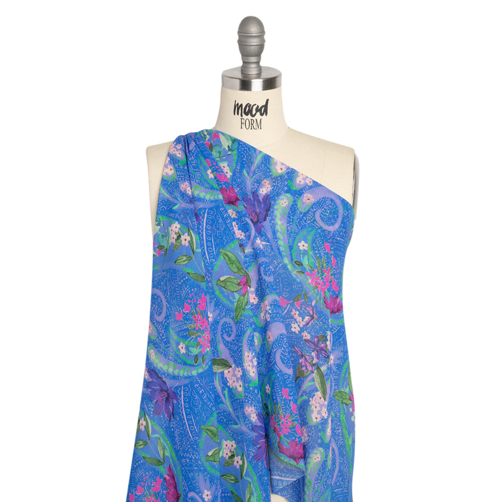 Mood Exclusive Blue Swooping Grounds Viscose Georgette Drape