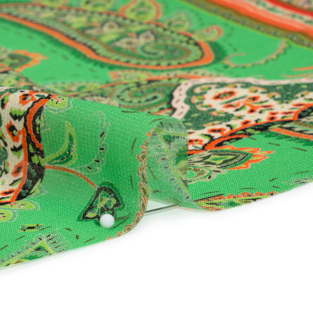 Mood Exclusive Green Petals and Paisleys Viscose Georgette Folded