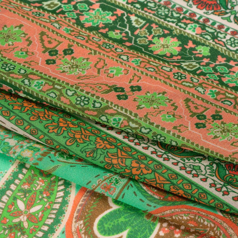 Mood Exclusive Green Petals and Paisleys Viscose Georgette Full