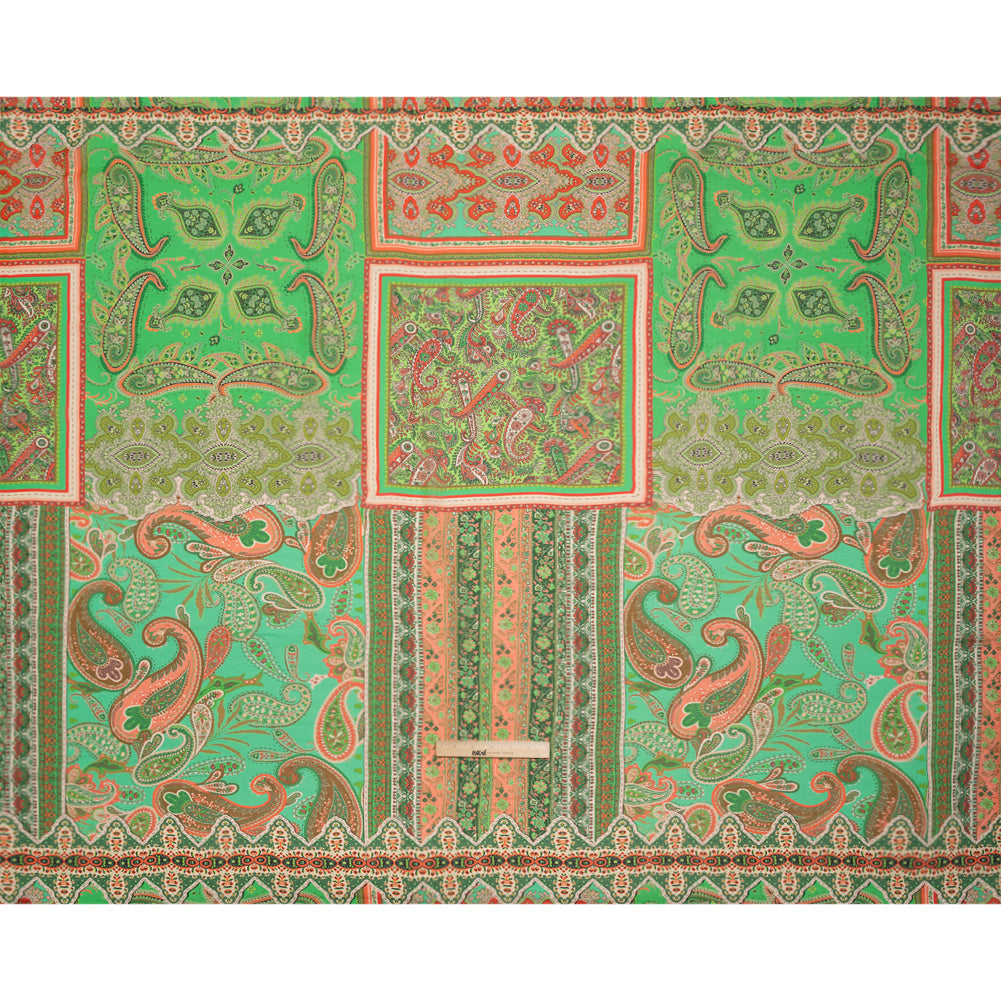 Mood Exclusive Green Petals and Paisleys Viscose Georgette Drape