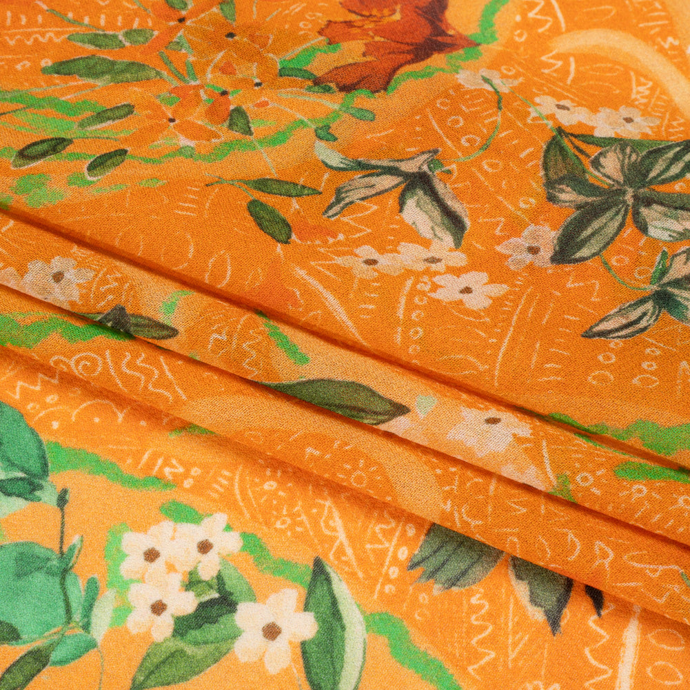 Mood Exclusive Orange Swooping Grounds Viscose Georgette Folded