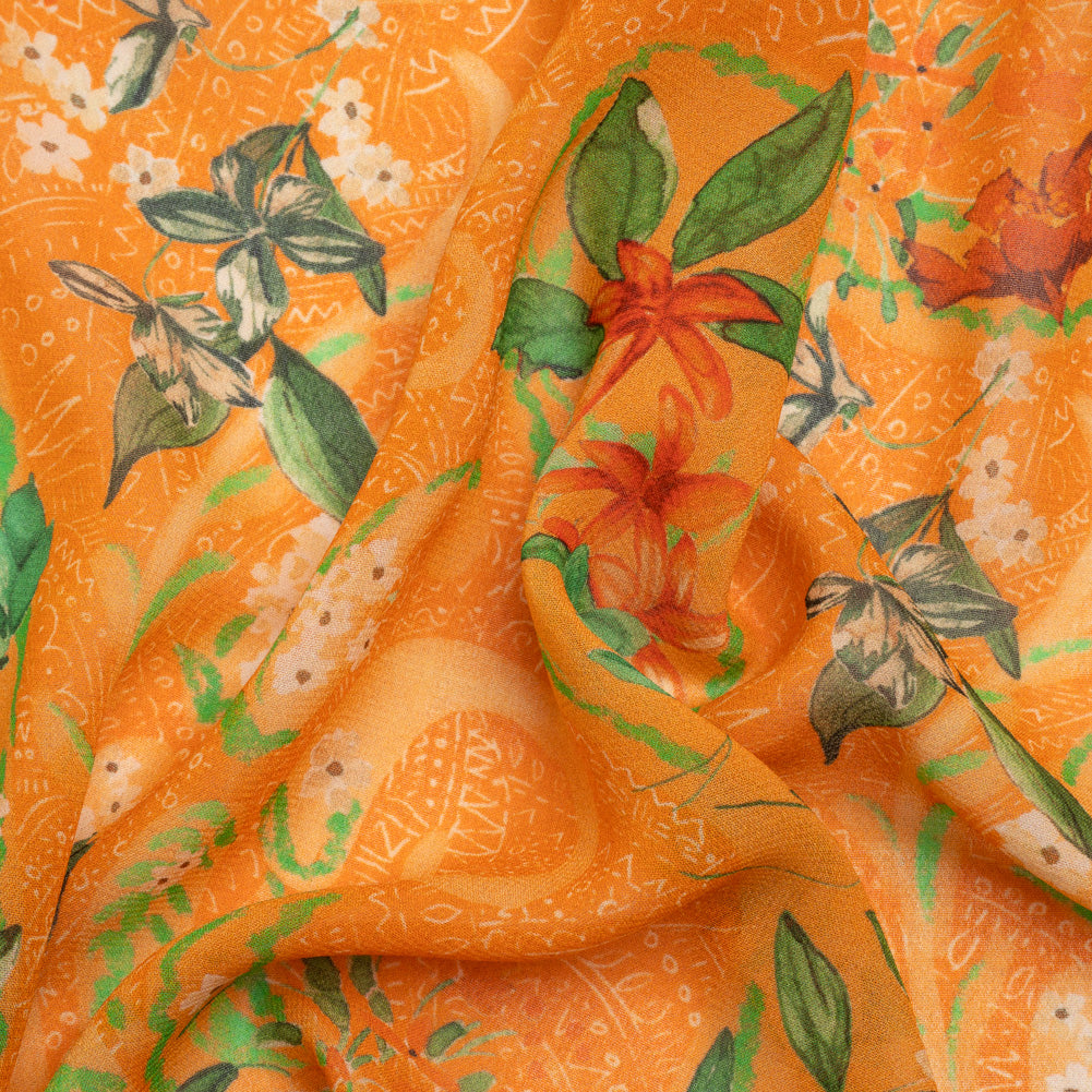 Mood Exclusive Orange Swooping Grounds Viscose Georgette