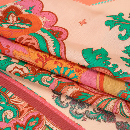 Viscose and Linen Twill Panel - Berry Pink Ornate Stripes - Mood Exclusive Freedom to Flow Full