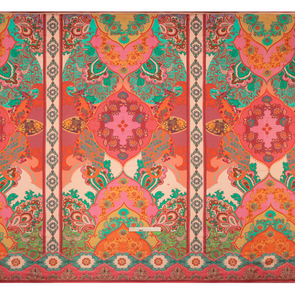 Viscose and Linen Twill Panel - Berry Pink Ornate Stripes - Mood Exclusive Freedom to Flow Drape
