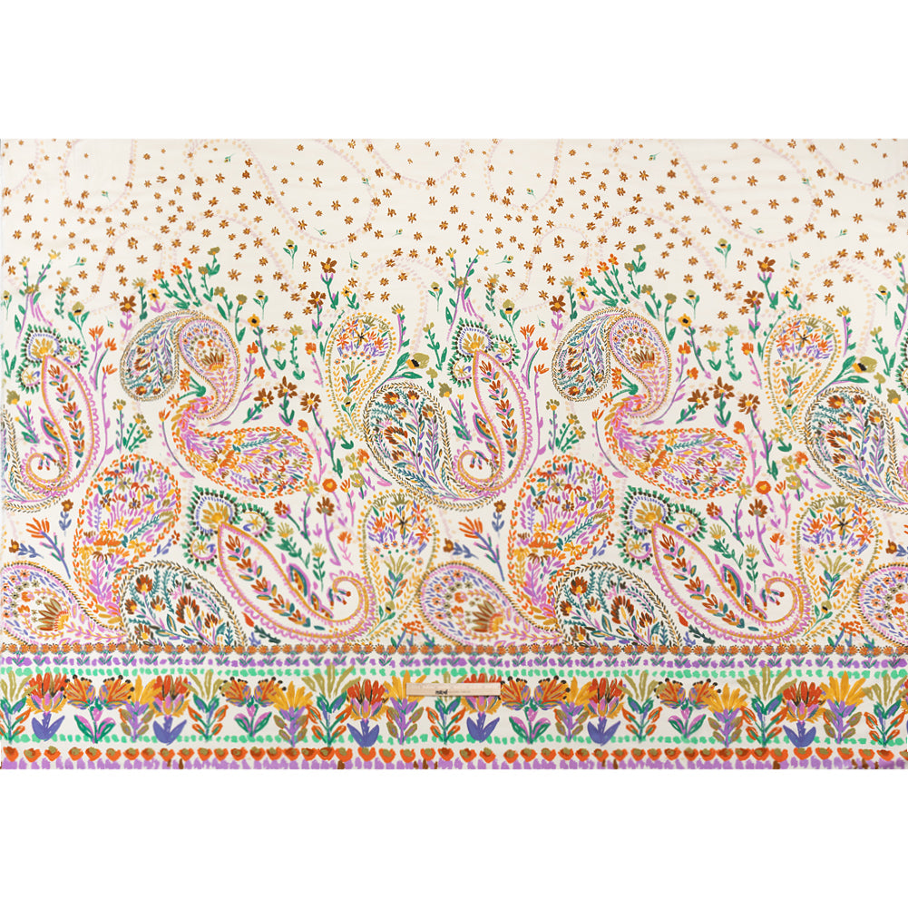 Viscose and Linen Twill Panel - White and Rainbow Paisley and Floral - Mood Exclusive Realized Wonders Drape