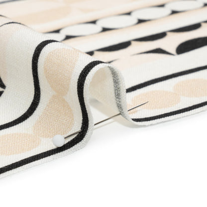 Viscose and Linen Woven Panel Print - Black and White Split Circles - Mood Exclusive Circle Back Detail