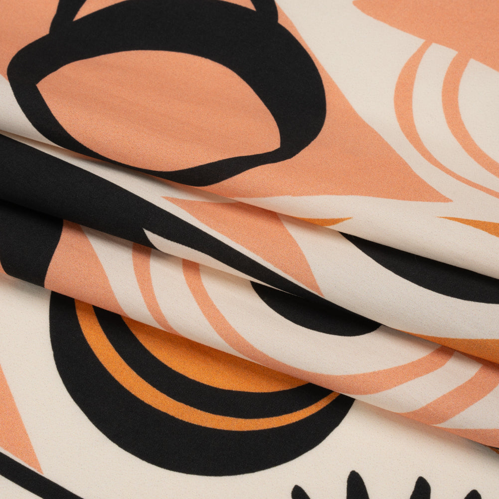 Cotton Poplin Print - Orange Geometric Suns and Circles - Mood Exclusive Twinkle Twinkle Folded