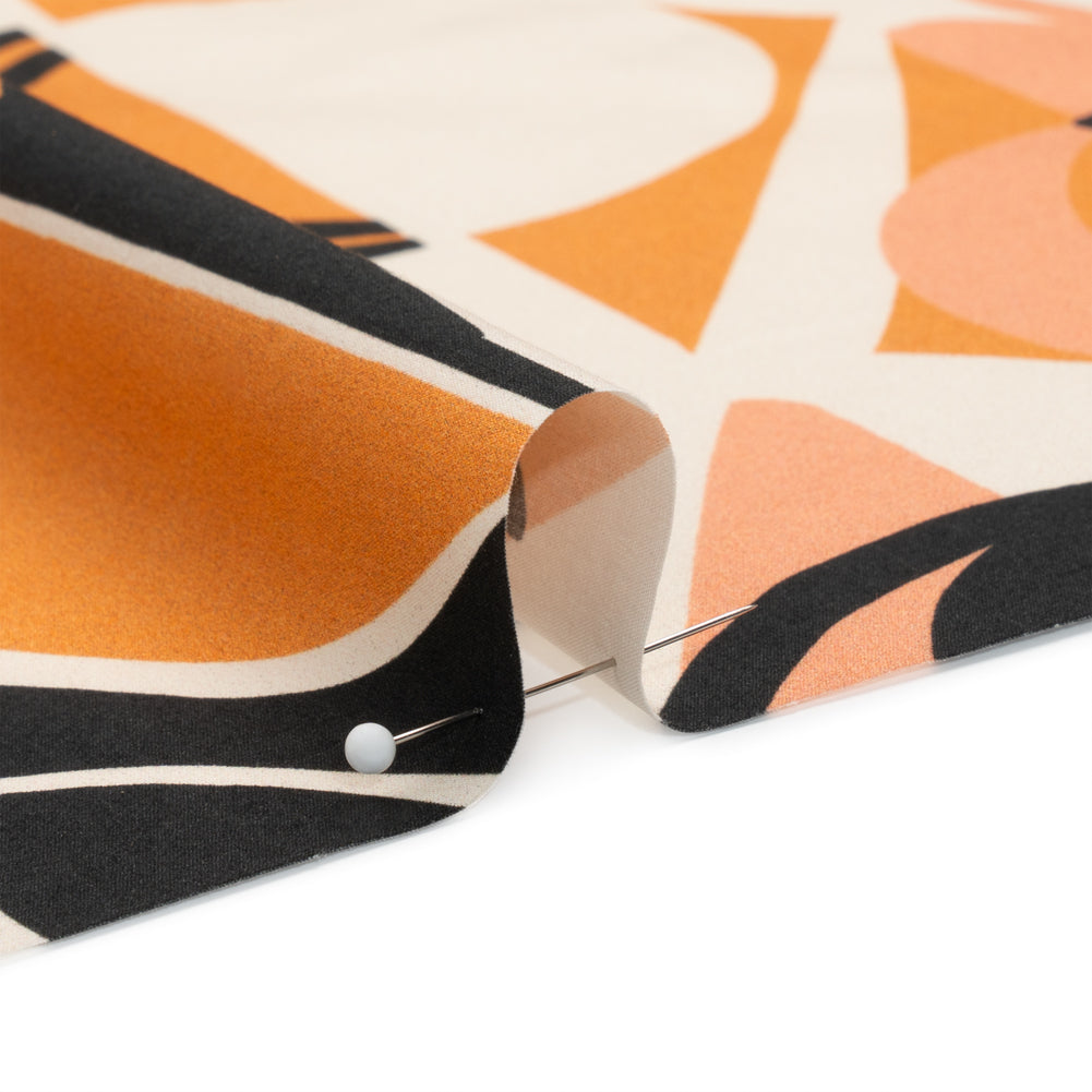 Cotton Poplin Print - Orange Geometric Suns and Circles - Mood Exclusive Twinkle Twinkle Detail