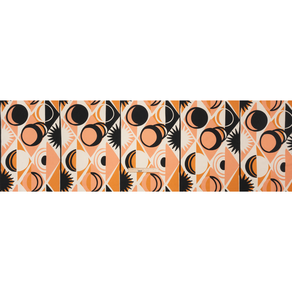 Cotton Poplin Print - Orange Geometric Suns and Circles - Mood Exclusive Twinkle Twinkle Full