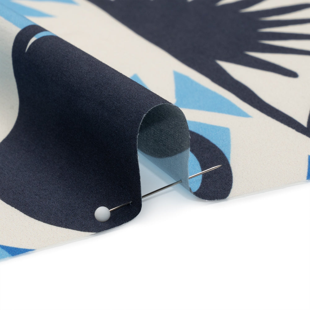 Cotton Poplin Print - Blue Geometric Suns and Circles - Mood Exclusive Twinkle Twinkle Folded
