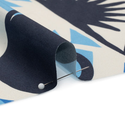 Cotton Poplin Print - Blue Geometric Suns and Circles - Mood Exclusive Twinkle Twinkle Folded