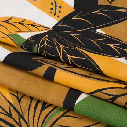 Cotton Poplin Print - Green Suns and Palm Trees - Mood Exclusive Sun Salutation Folded