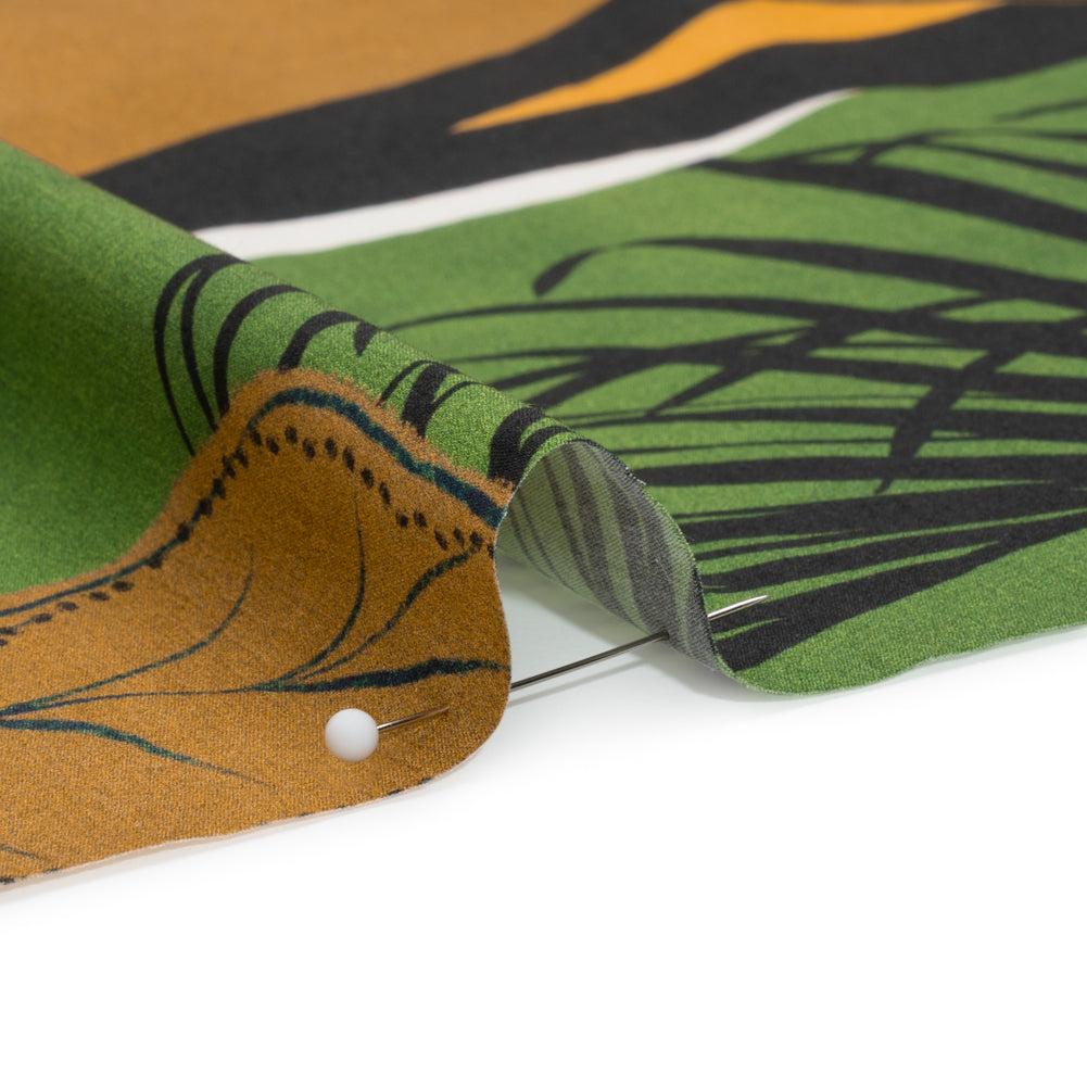 Cotton Poplin Print - Green Suns and Palm Trees - Mood Exclusive Sun Salutation Detail
