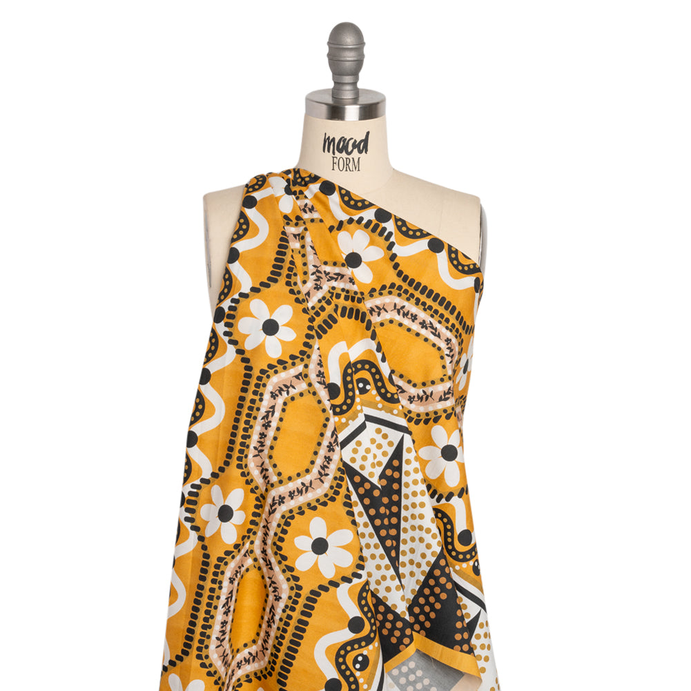 Cotton Poplin Panel - Goldenrod Geometric and Floral - Mood Exclusive Link Up Drape