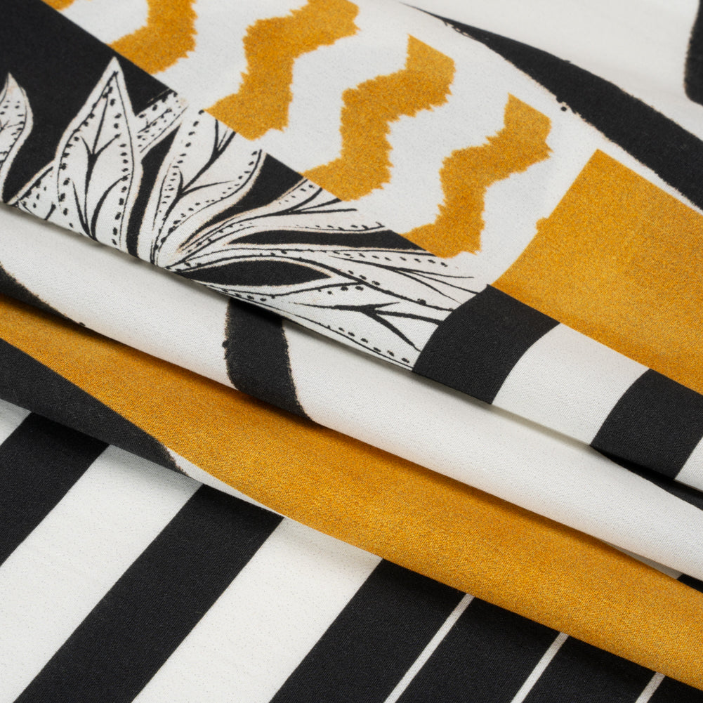 Cotton Poplin Panel - Goldenrod Palm Tree Stripes - Mood Exclusive Bahama Shutter Folded