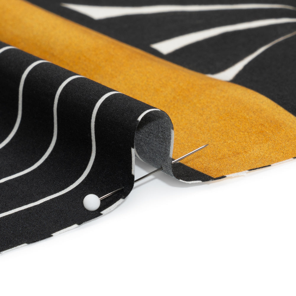 Cotton Poplin Panel - Goldenrod Palm Tree Stripes - Mood Exclusive Bahama Shutter Detail