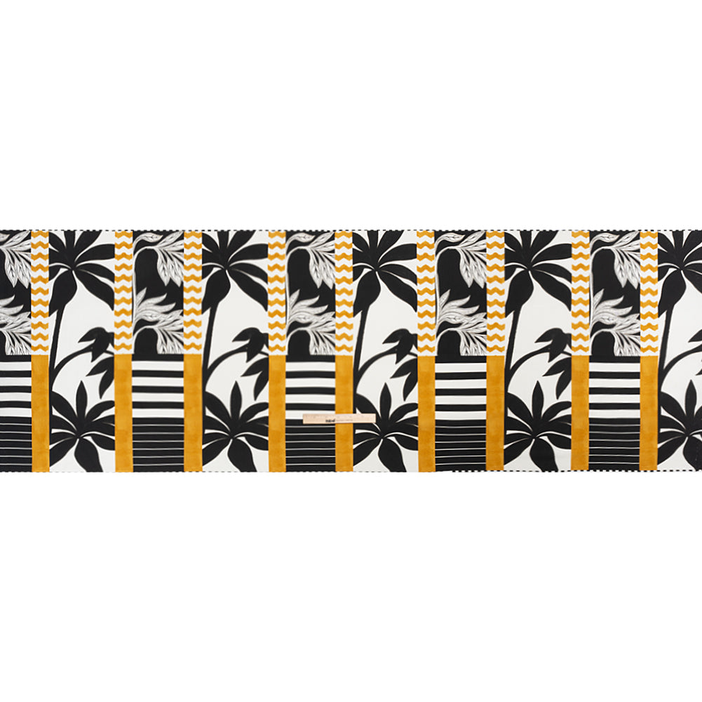 Cotton Poplin Panel - Goldenrod Palm Tree Stripes - Mood Exclusive Bahama Shutter Full