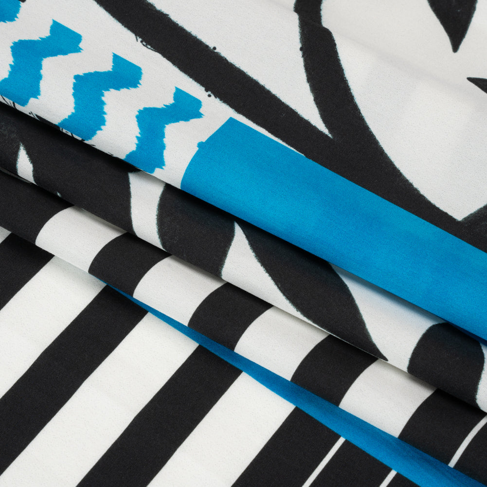 Cotton Poplin Panel - Blue Palm Tree Stripes - Mood Exclusive Bahama Shutter Folded