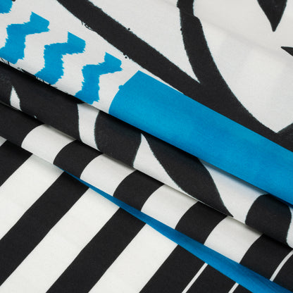 Cotton Poplin Panel - Blue Palm Tree Stripes - Mood Exclusive Bahama Shutter Folded