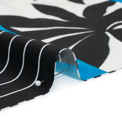 Cotton Poplin Panel - Blue Palm Tree Stripes - Mood Exclusive Bahama Shutter Detail