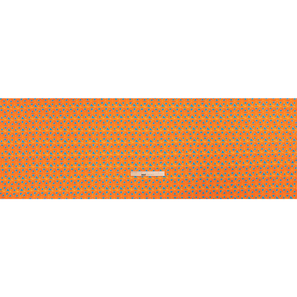 Sustainable Viscose Crepe Print - Orange and Teal Flower Lattice - Mood Exclusive Lovely Lillies Full