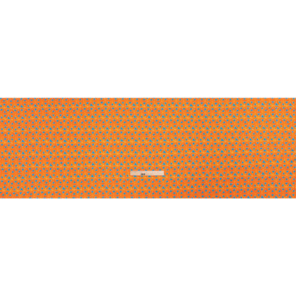 Sustainable Viscose Crepe Print - Orange and Teal Flower Lattice - Mood Exclusive Lovely Lillies Full