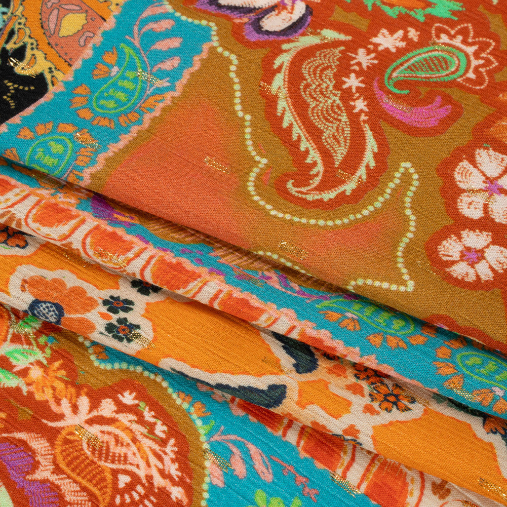 Mood Exclusive Queen of Tangerine Metallic Dotted Crinkled Viscose Crepe Full