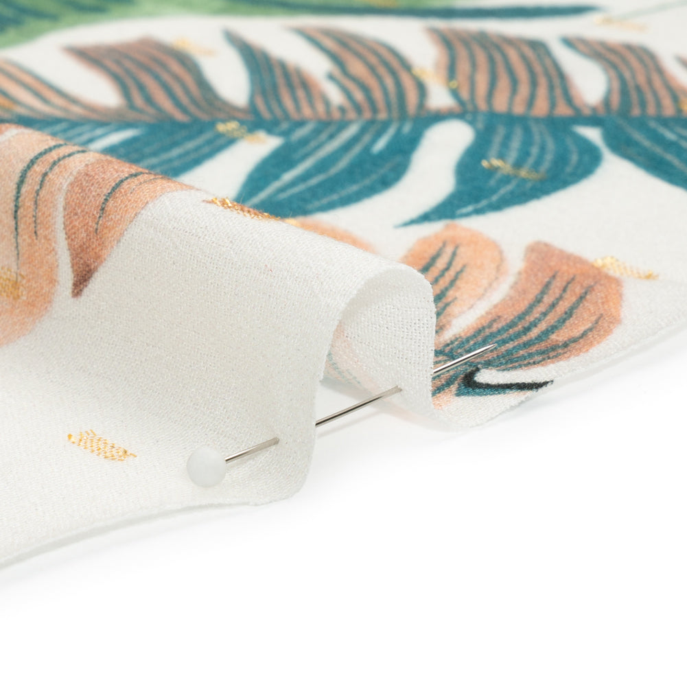 Mood Exclusive White Jive with Jungle Metallic Dotted Crinkled Viscose Crepe Folded