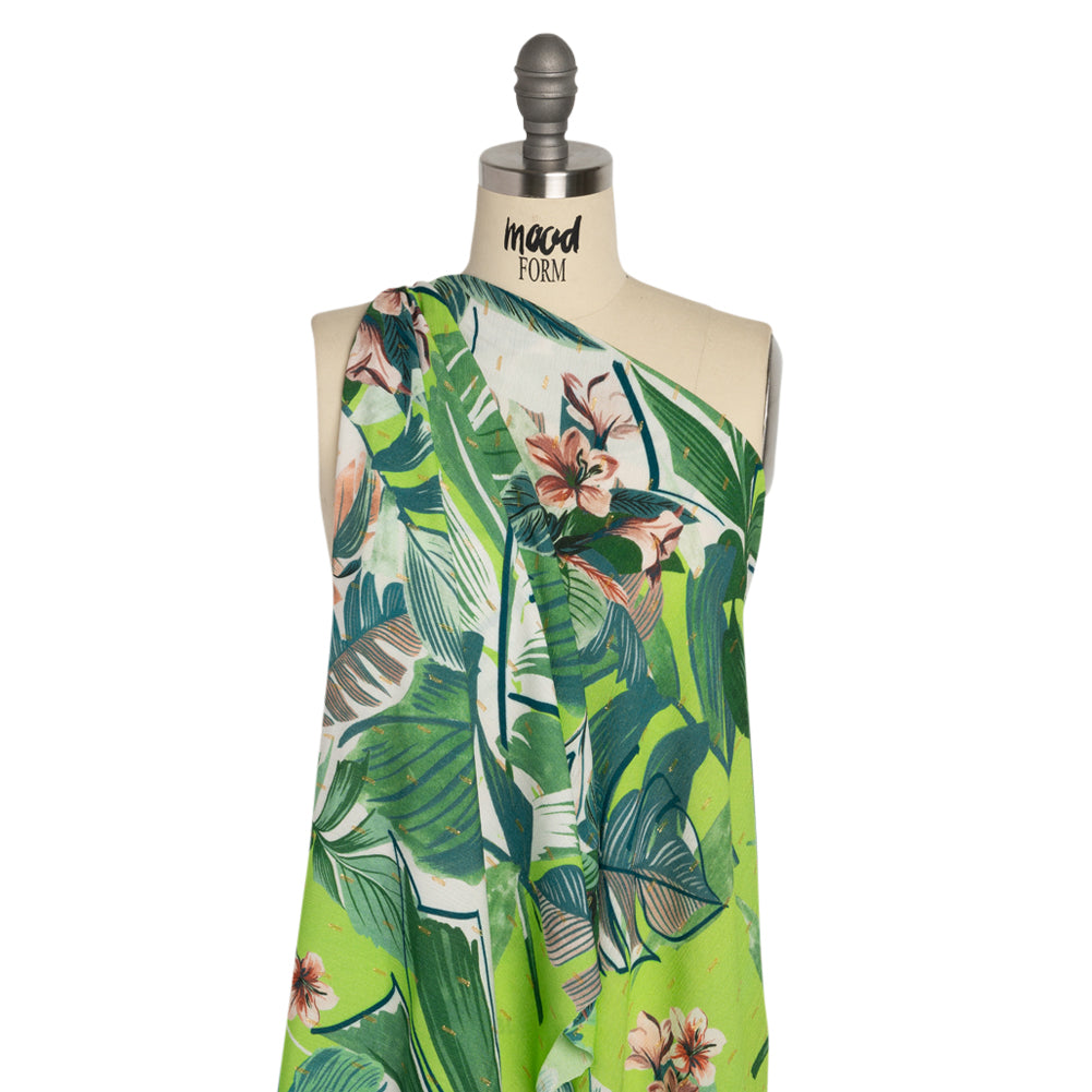 Mood Exclusive White Jive with Jungle Metallic Dotted Crinkled Viscose Crepe Detail
