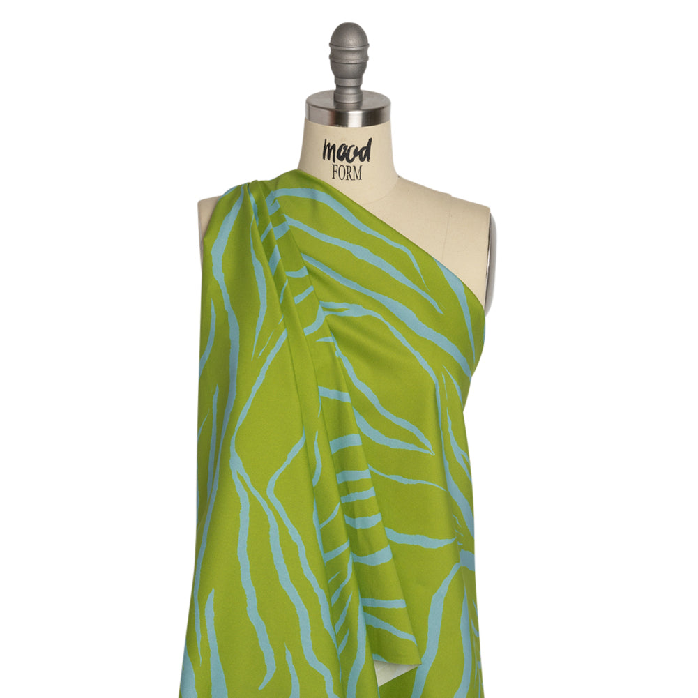 Mood Exclusive Green Funky Feline Stretch Brushed Cotton Twill Drape