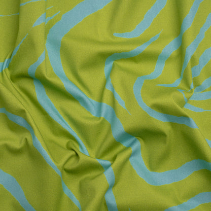 Mood Exclusive Green Funky Feline Stretch Brushed Cotton Twill
