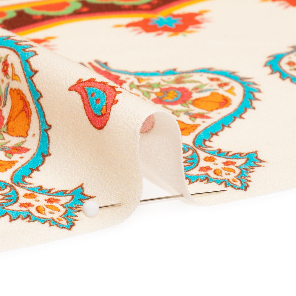 Viscose Crepe Panel - Orange Orante Floral - Mood Exclusive Tea Kettle Treats Folded