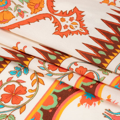 Viscose Crepe Panel - Orange Orante Floral - Mood Exclusive Tea Kettle Treats Full