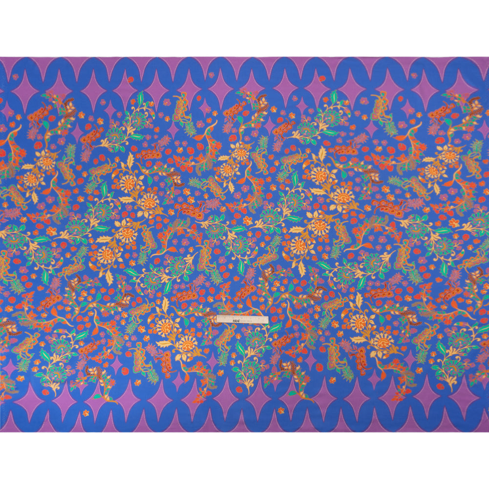Viscose Crepe Panel - Blue, Purple and Orange Floral Waves - Mood Exclusive Blueberry Bash Drape