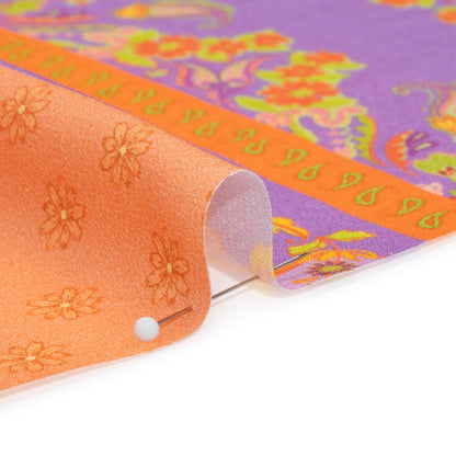 Viscose Crepe Print - Orange, Purple and Lime Green Floral Stripes - Mood Exclusive Spring Fling Folded