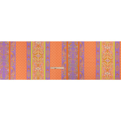 Viscose Crepe Print - Orange, Purple and Lime Green Floral Stripes - Mood Exclusive Spring Fling Drape