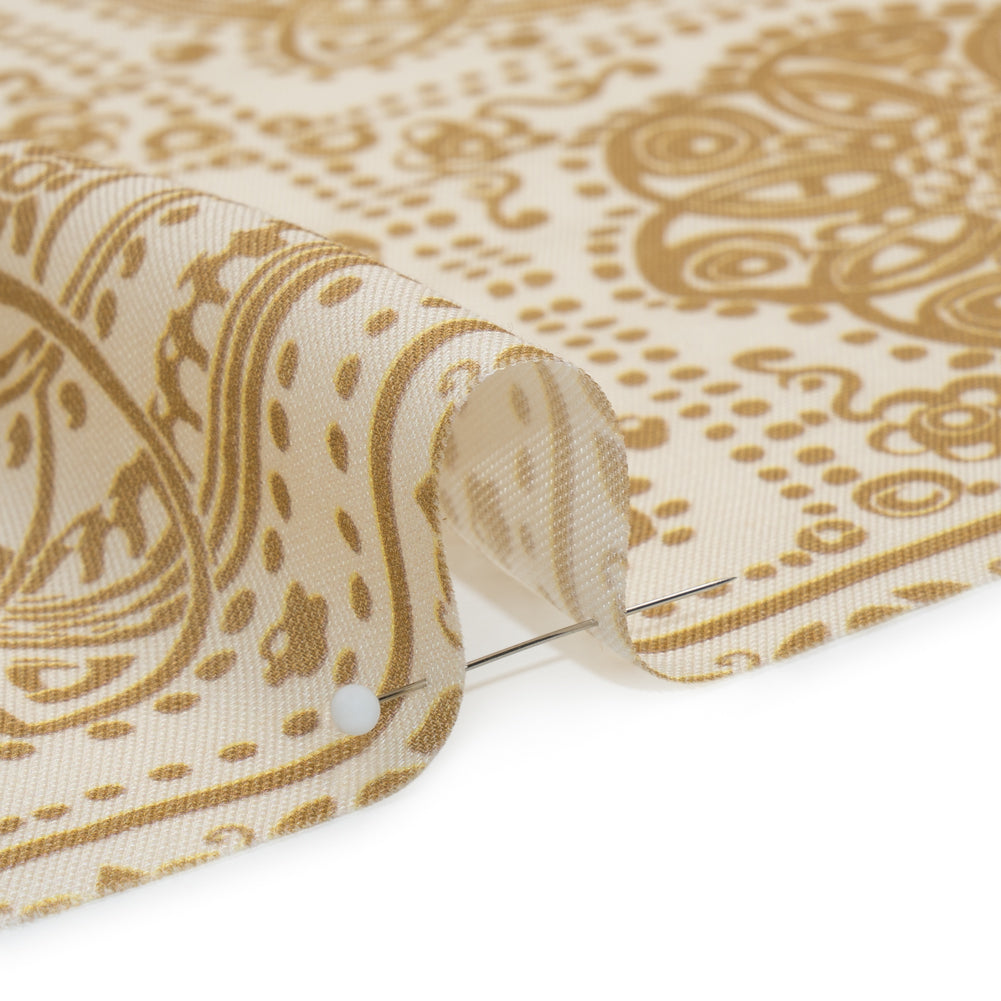 Viscose and Linen Twill Panel - Beige Simple Motifs and Medallions - Mood Exclusive Patchwork Prowl Folded