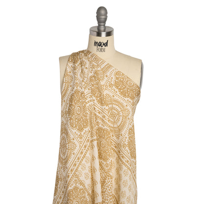 Viscose and Linen Twill Panel - Beige Simple Motifs and Medallions - Mood Exclusive Patchwork Prowl Detail
