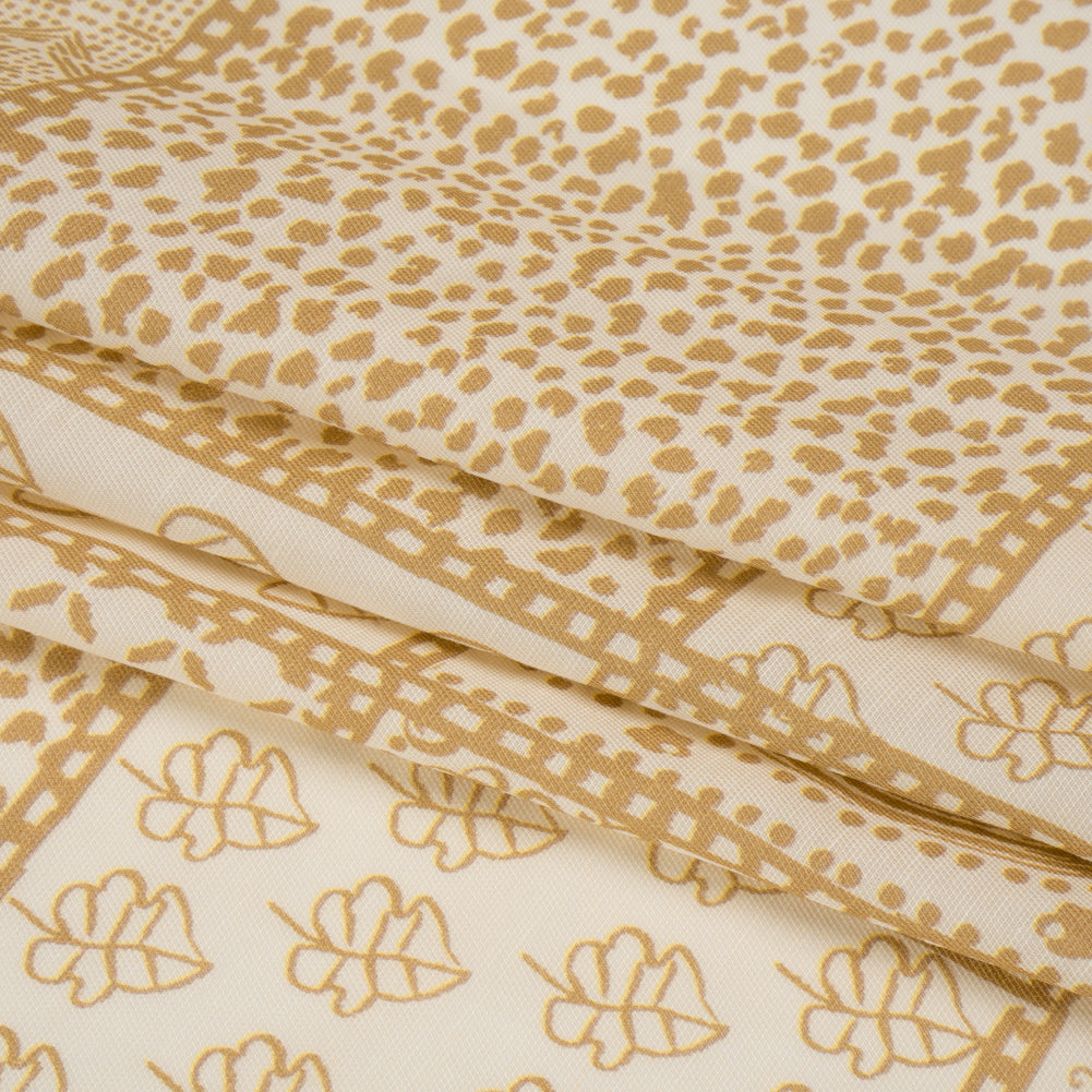 Viscose and Linen Twill Panel - Beige Simple Motifs and Medallions - Mood Exclusive Patchwork Prowl Full