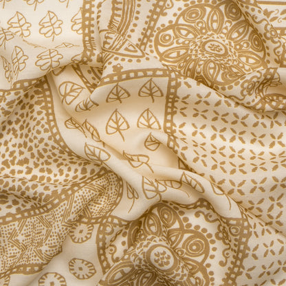 Viscose and Linen Twill Panel - Beige Simple Motifs and Medallions - Mood Exclusive Patchwork Prowl