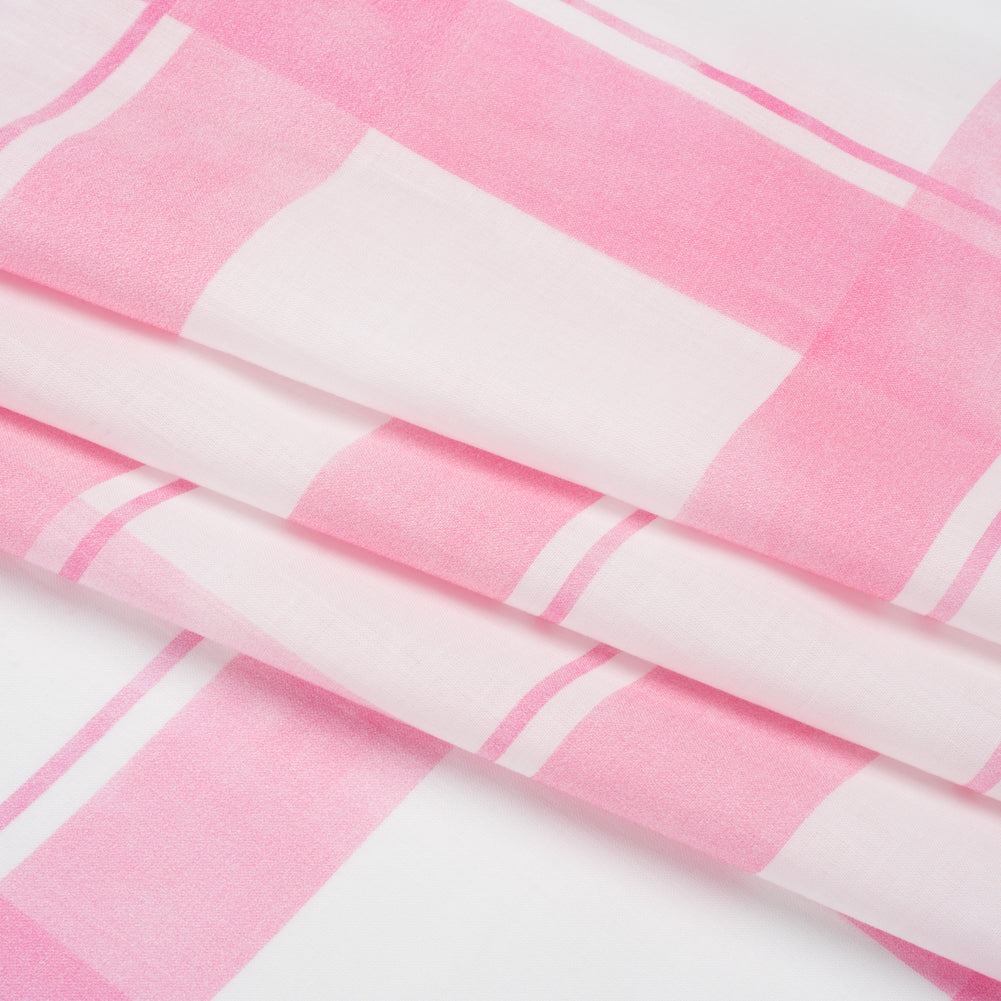 Cotton Voile Print - Pink and White Plaid - Mood Exclusive A-Tisket, A-Tasket Folded