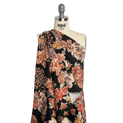 Brushed Stretch Cotton Twill Print - Black and Brown Floral - Mood Exclusive Lunchtime at Washburn Drape